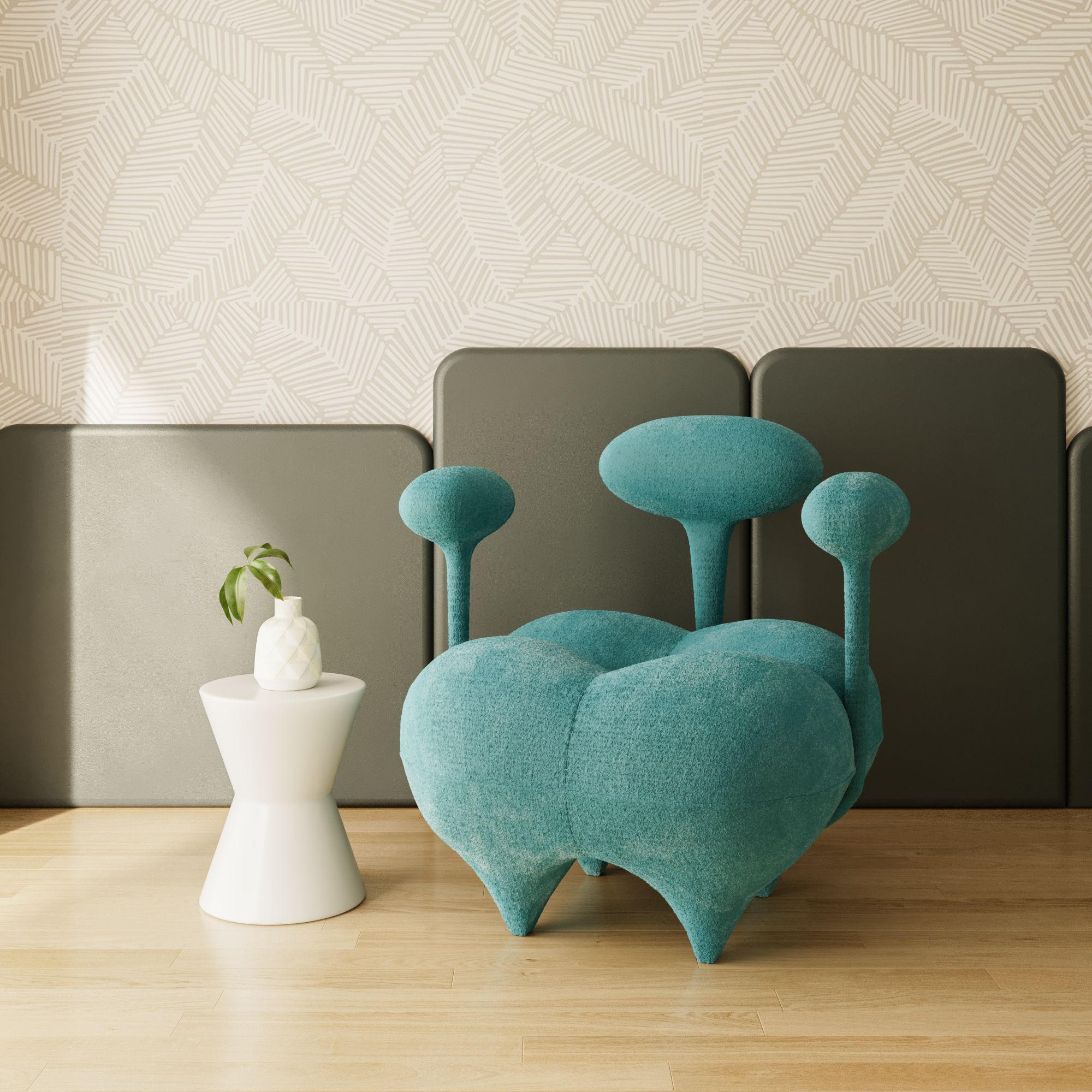 Marshan Chair in vibrant turquoise color with ergonomic armrests and modern design, offering ultimate comfort and support.